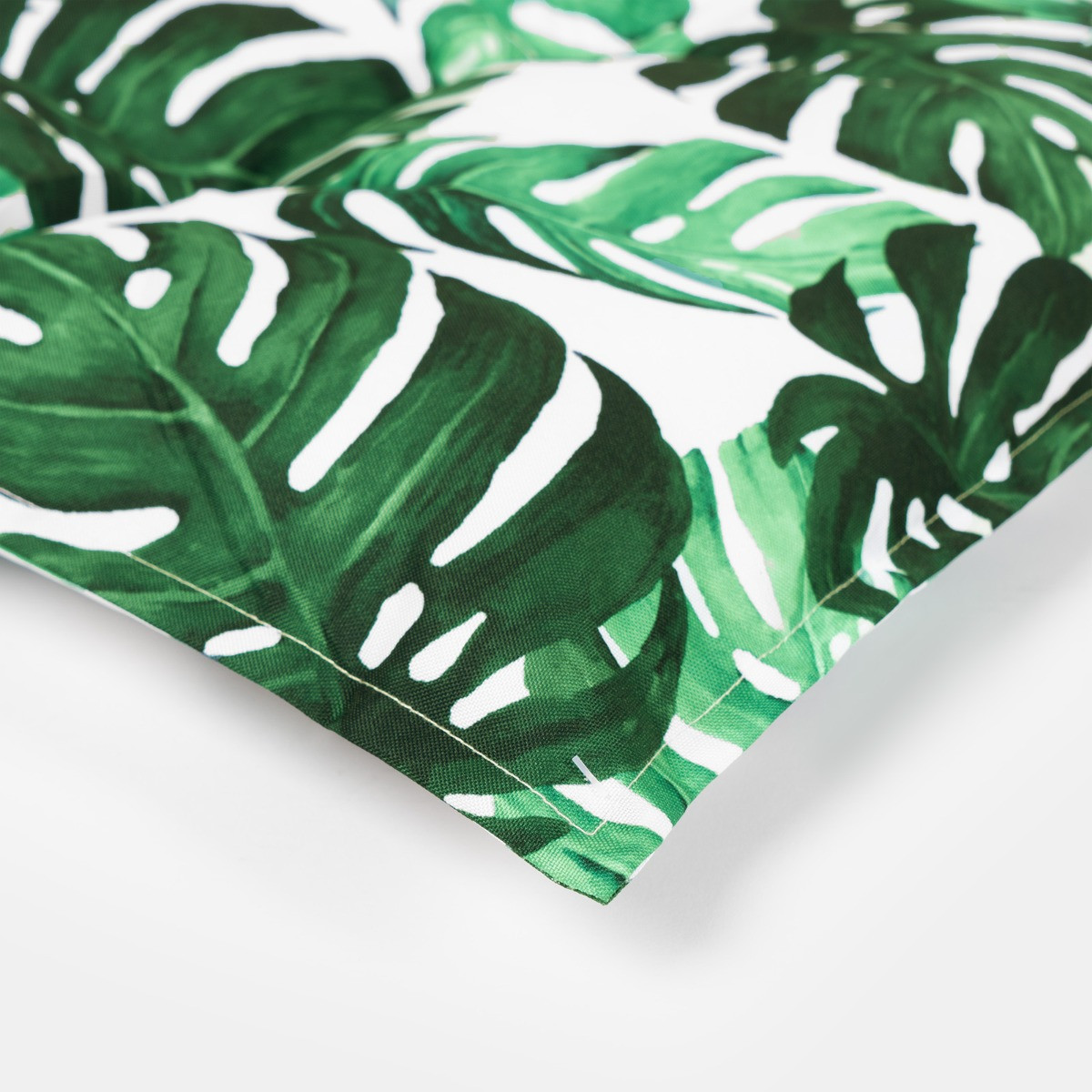 OHS 2 Seater Leaf Print Water Resistant Bench Pad, 110cm x 40cm - Green/White>