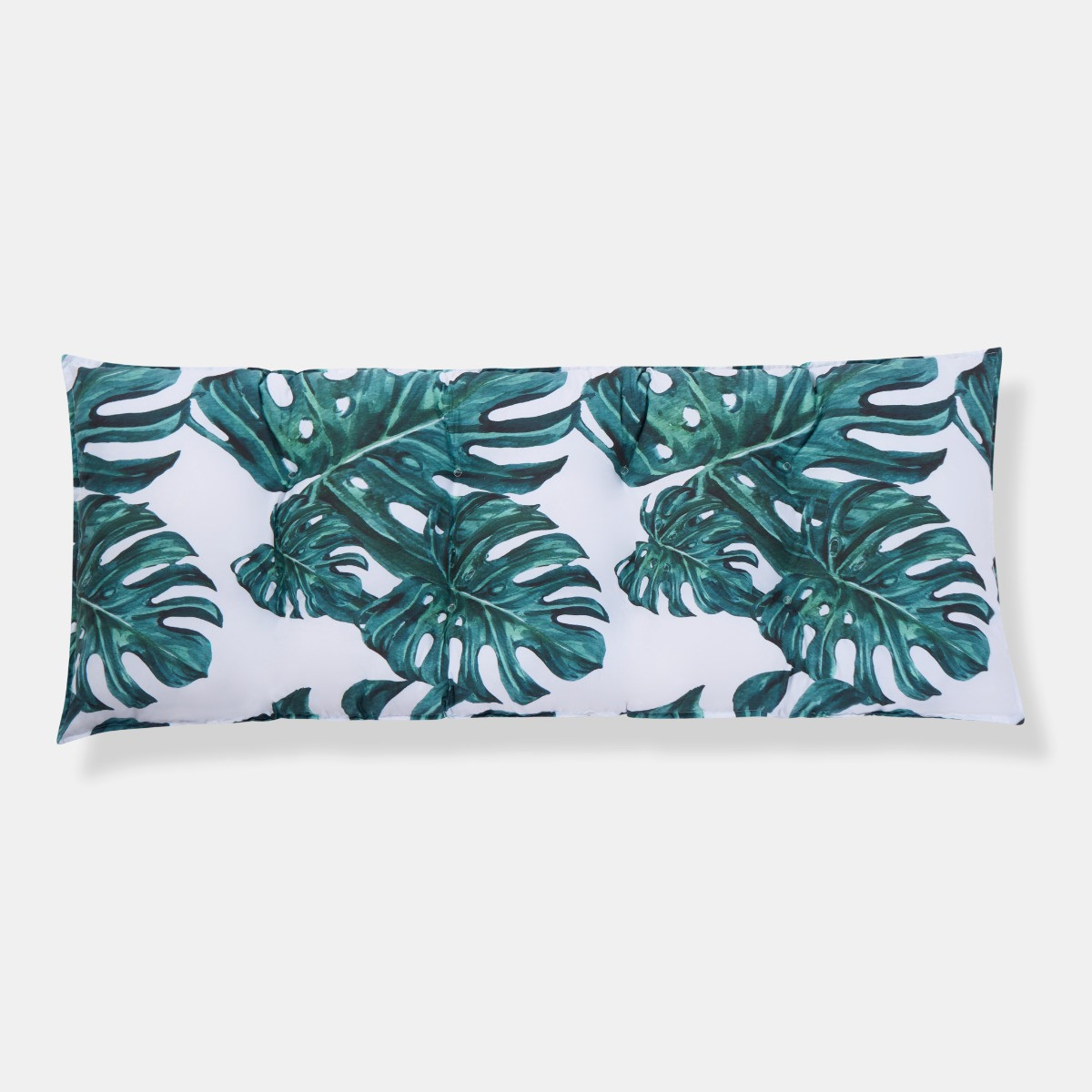 OHS 2-Seater Indoor/Outdoor Tropical Leaf Print Foam Bench Pad - Green/White>