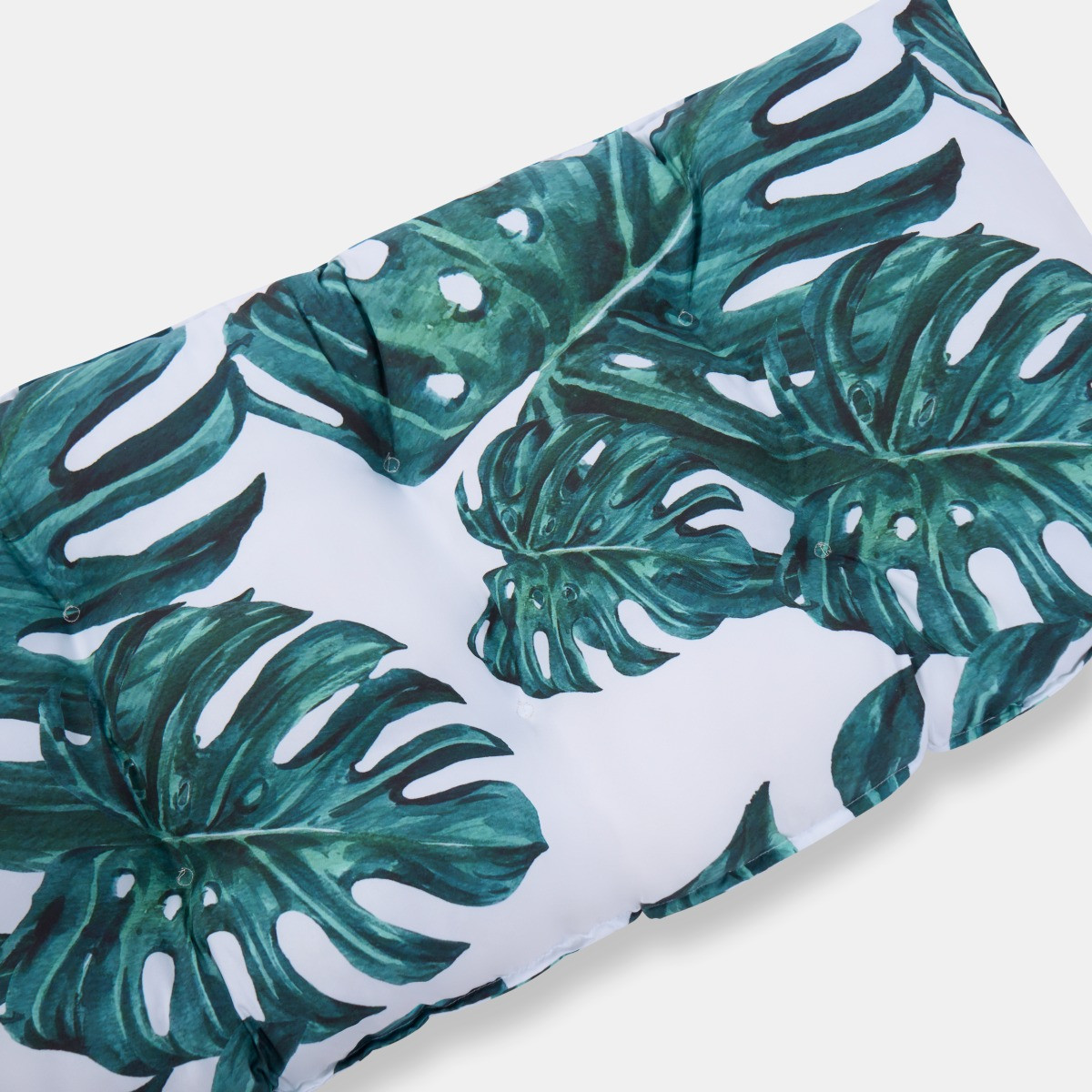 OHS 2-Seater Indoor/Outdoor Tropical Leaf Print Foam Bench Pad - Green/White>