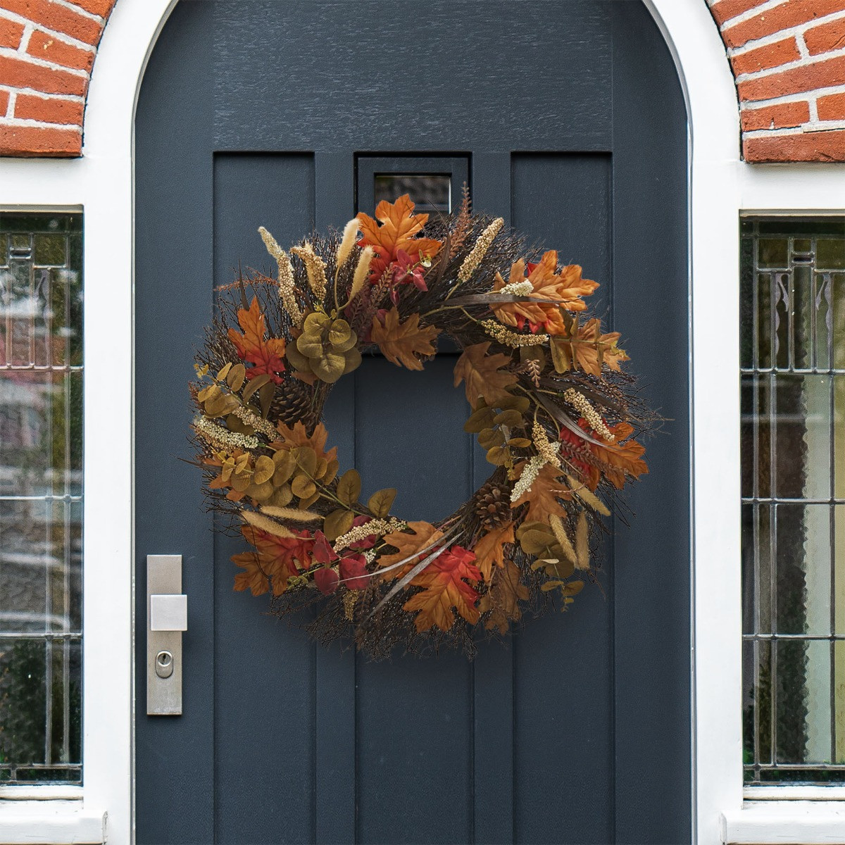 OHS Autumn Harvest Wreath, Brown/Orange - 50cm>