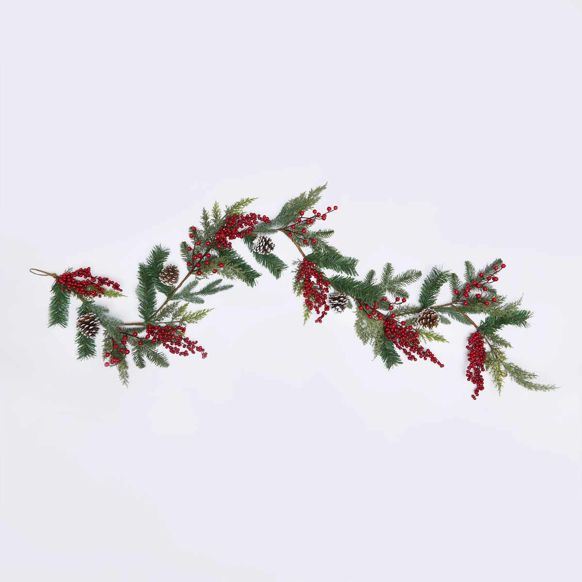 OHS Christmas Festive Frosted Berry Garland, Red/Green - 160cm>