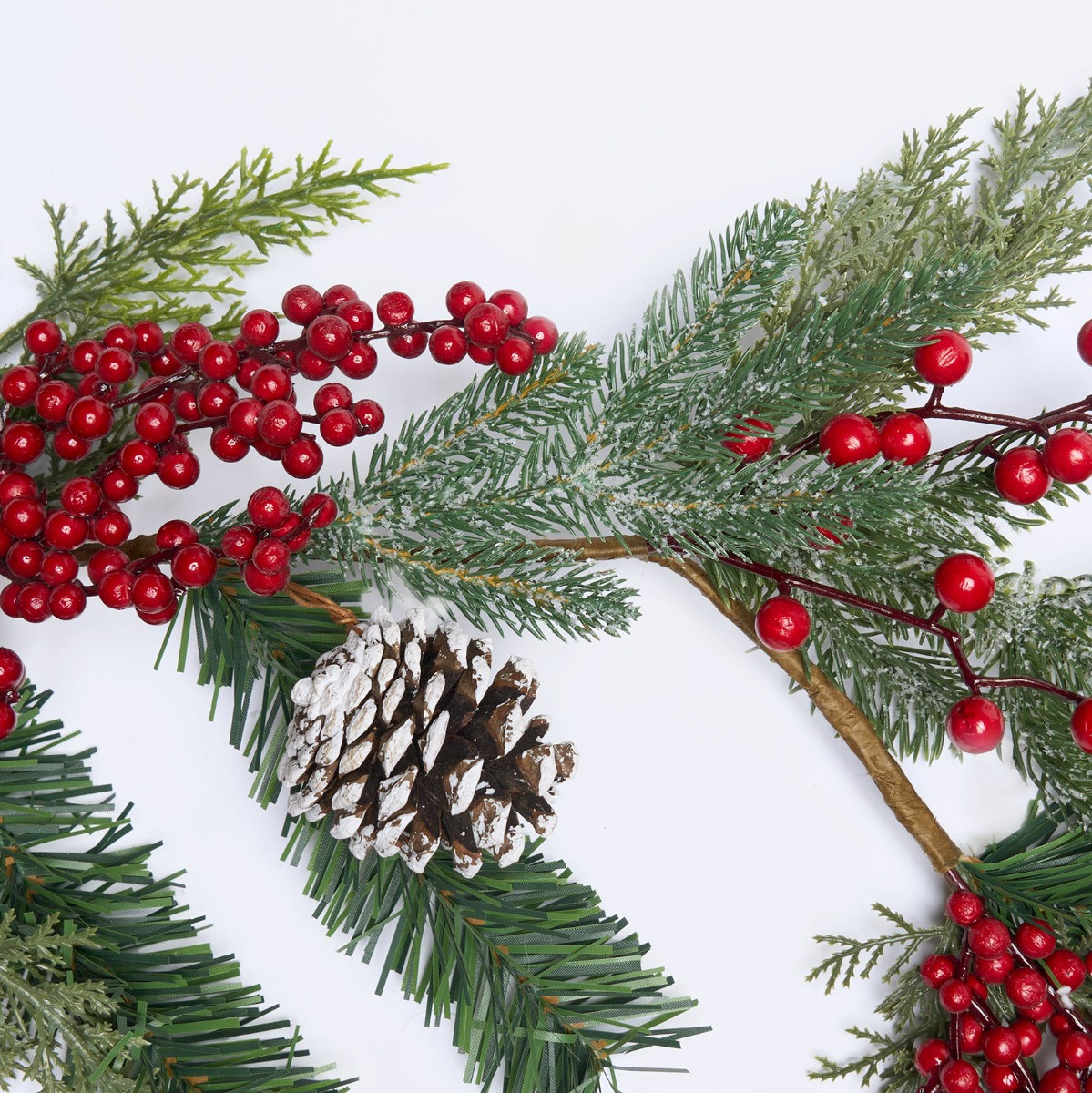 OHS Christmas Festive Frosted Berry Garland, Red/Green - 160cm>