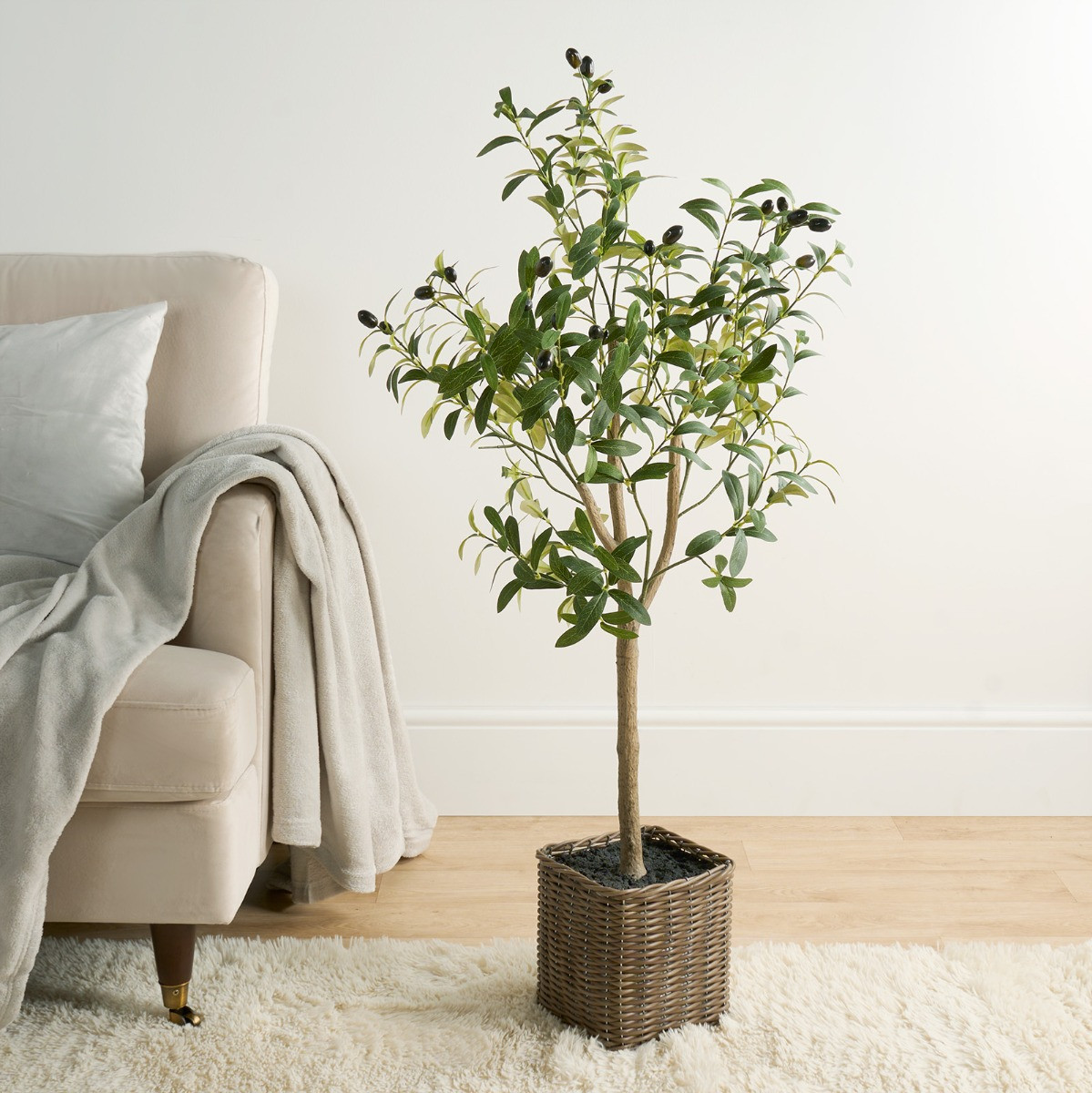 OHS Olive Tree in Basket, Green - 110cm>