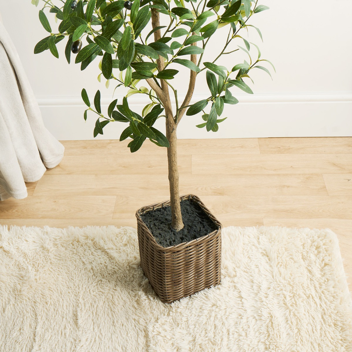 OHS Olive Tree in Basket, Green - 110cm>