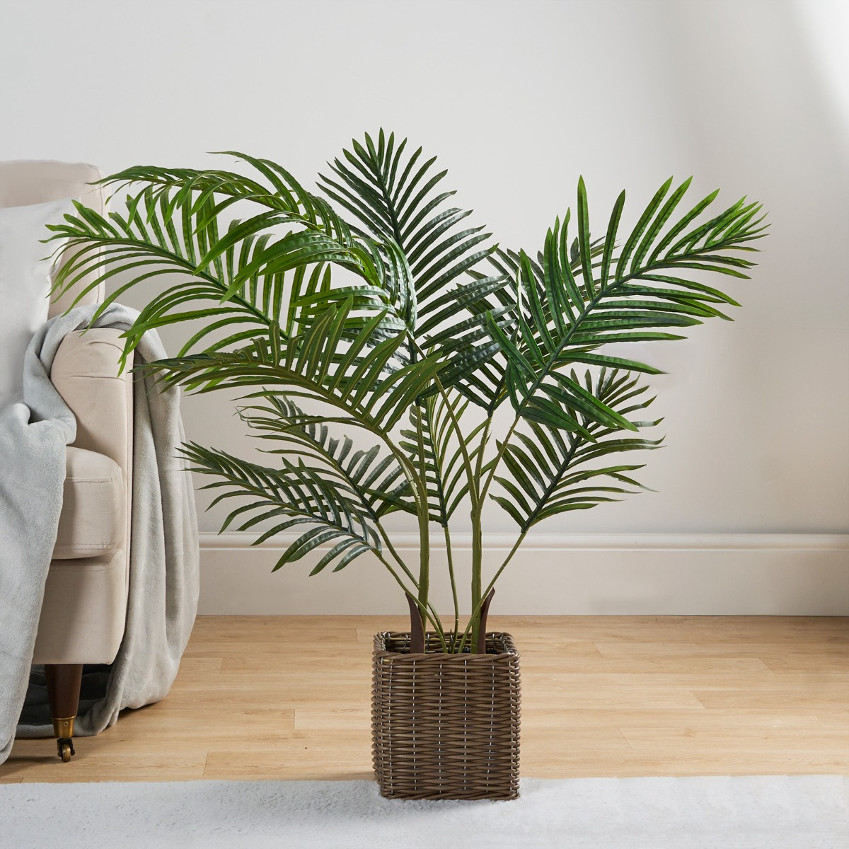 OHS Palm Leaf Tree in Basket, Green - 110cm>