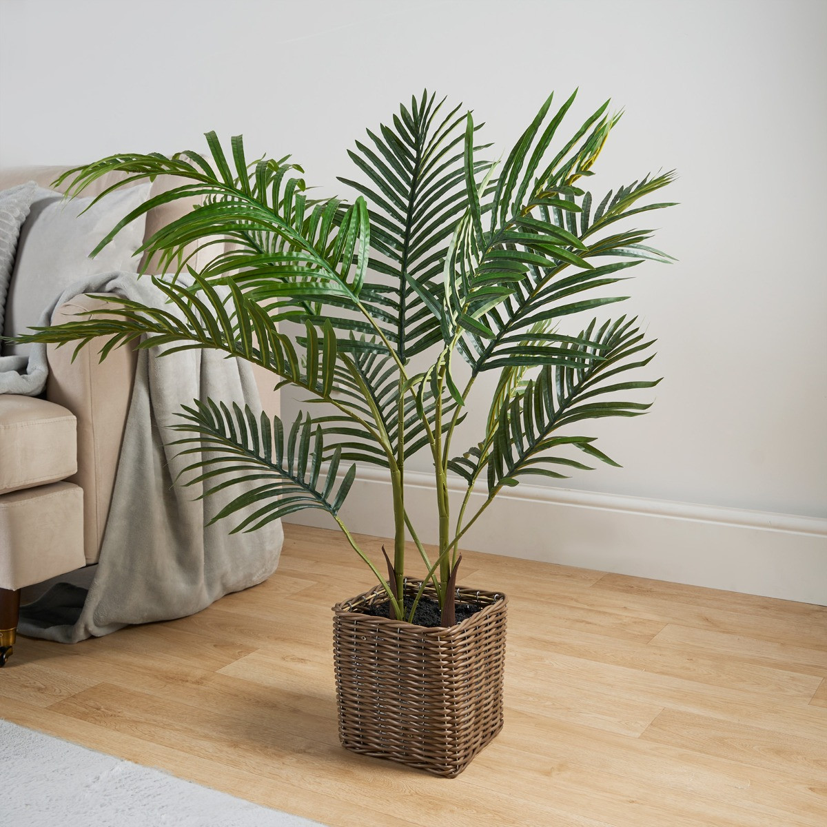 OHS Palm Leaf Tree in Basket, Green - 110cm>