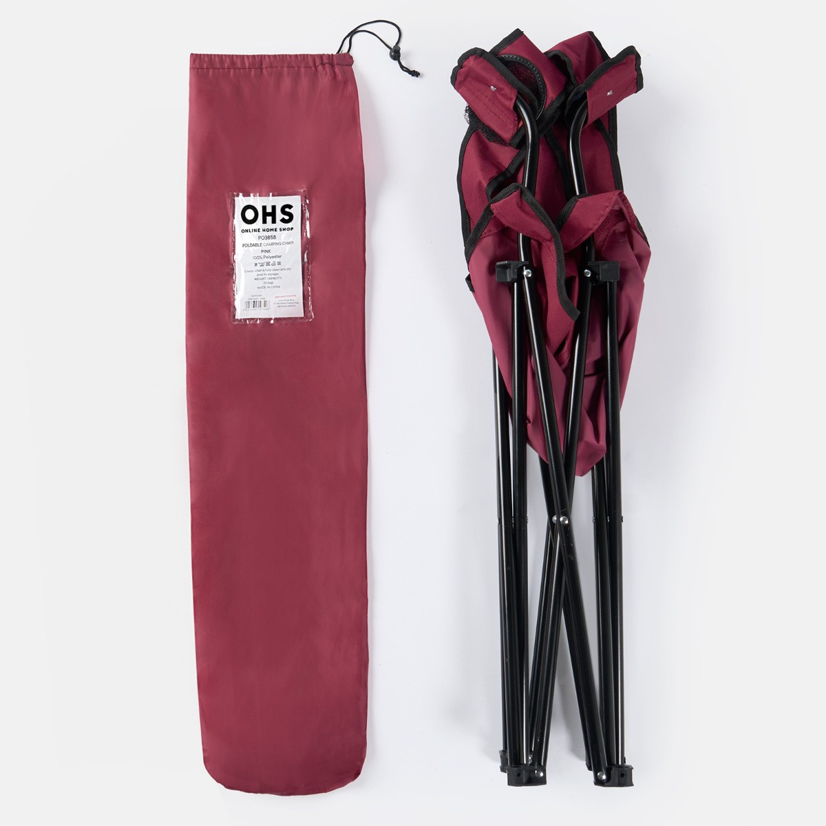 OHS Foldable Camping Chair - Burgundy>