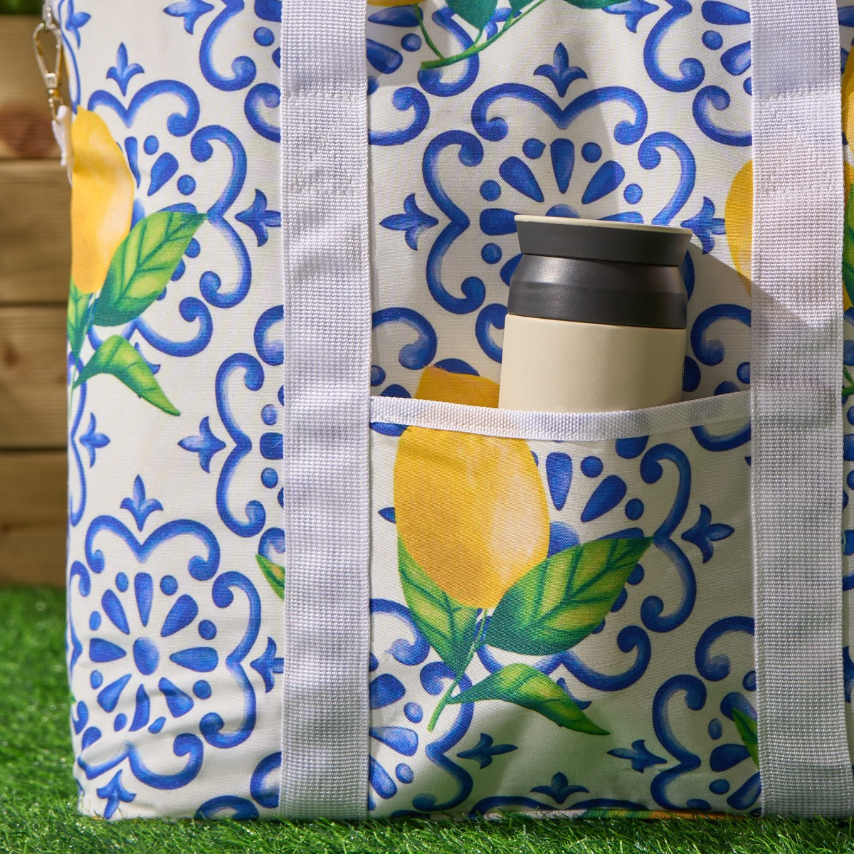 OHS Lemon Print Picnic Bag - White>