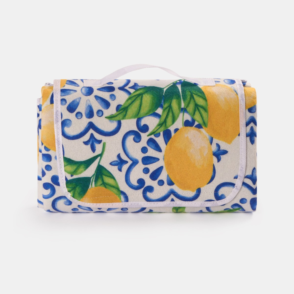 OHS Lemon Print Picnic Blanket - White>