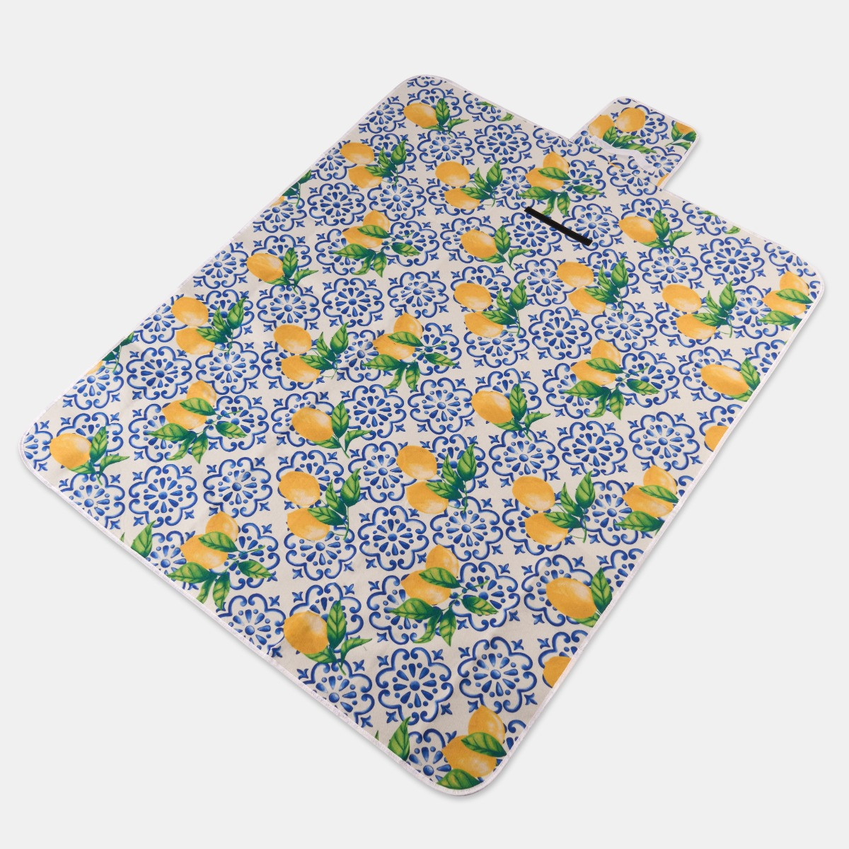 OHS Lemon Print Picnic Blanket - White>