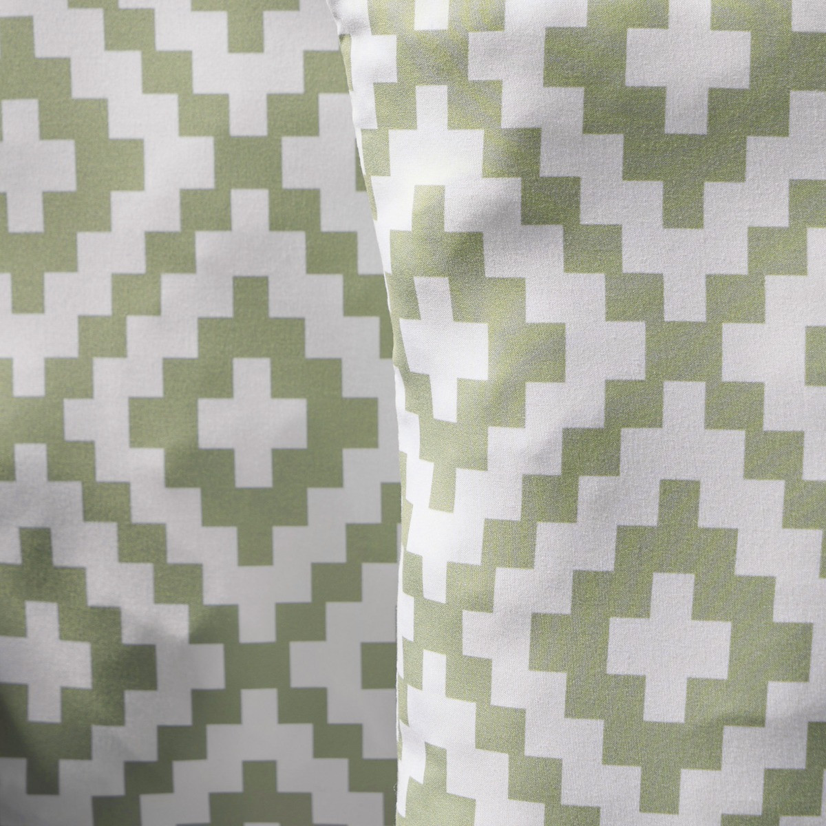 OHS Indoor/Outdoor Geometric Print Cushion Covers - Sage/White>