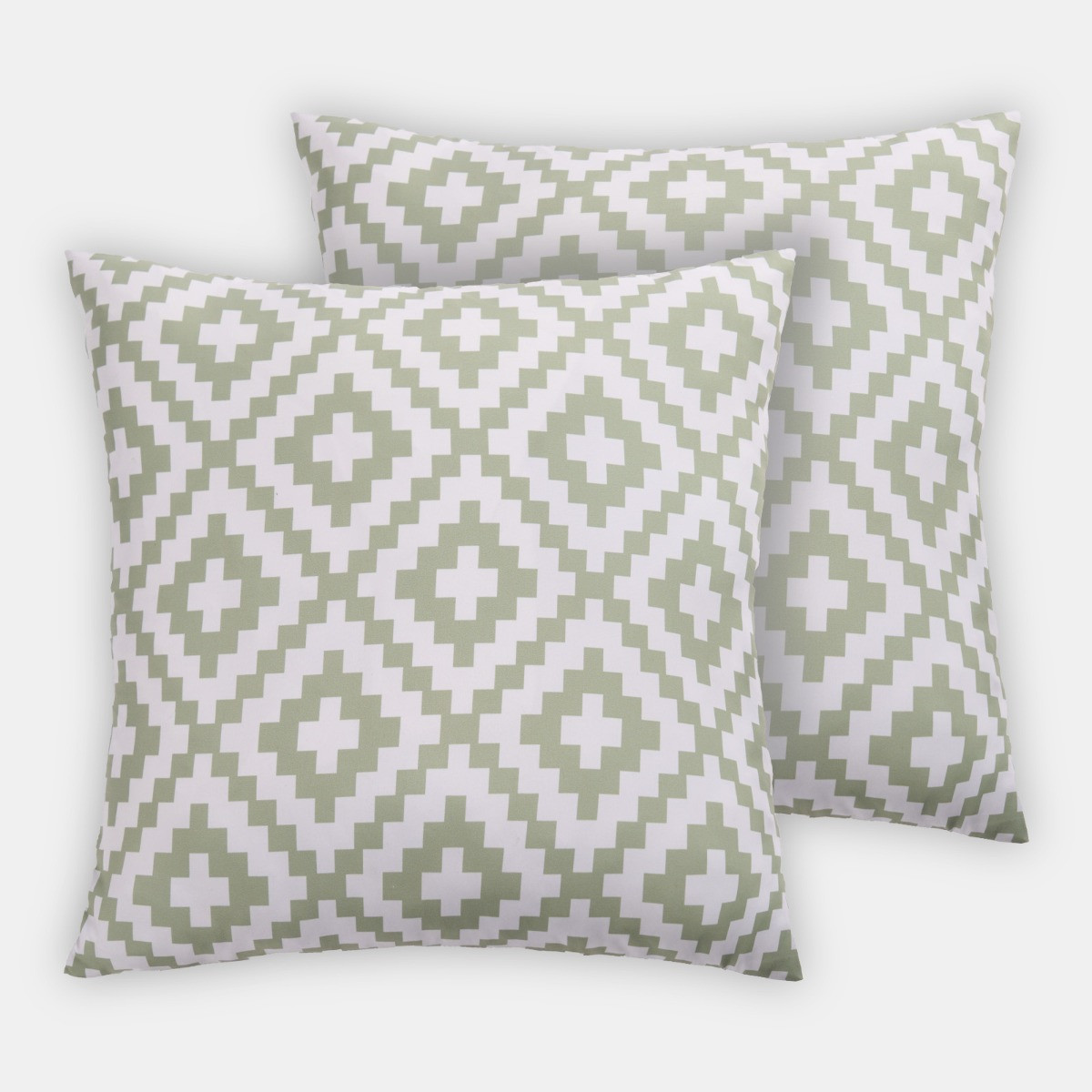 OHS Indoor/Outdoor Geometric Print Cushion Covers - Sage/White>