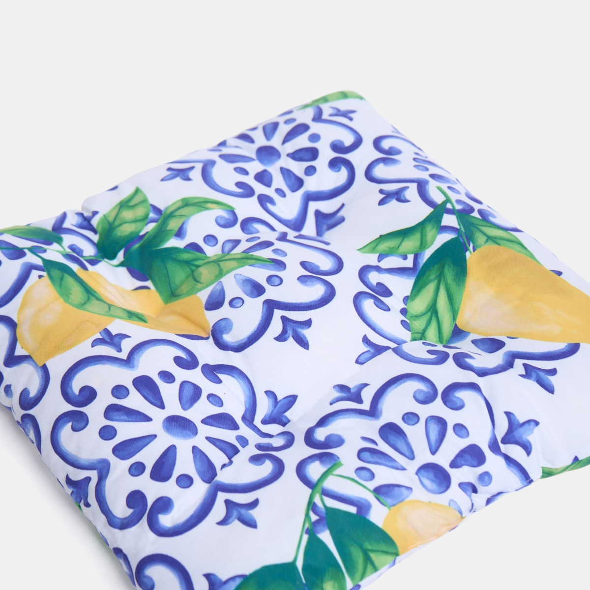 OHS Indoor/Outdoor Lemon Print Seat Pads - Blue/Yellow>