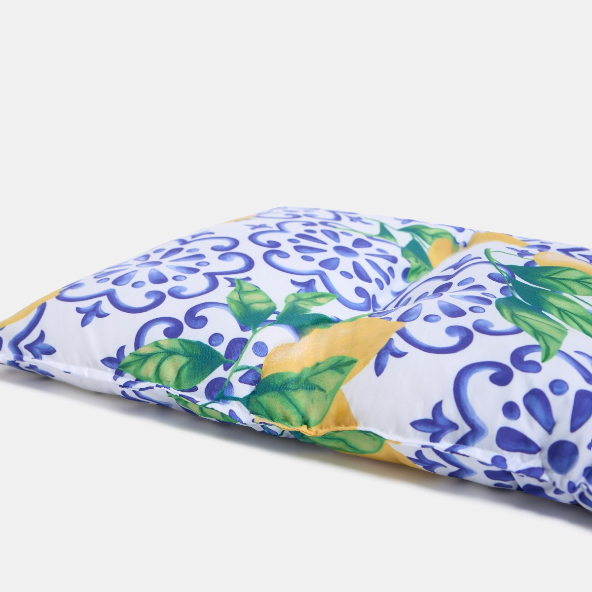 OHS 2-Seater Indoor/Outdoor Lemon Print Bench Pad - Blue/Yellow >