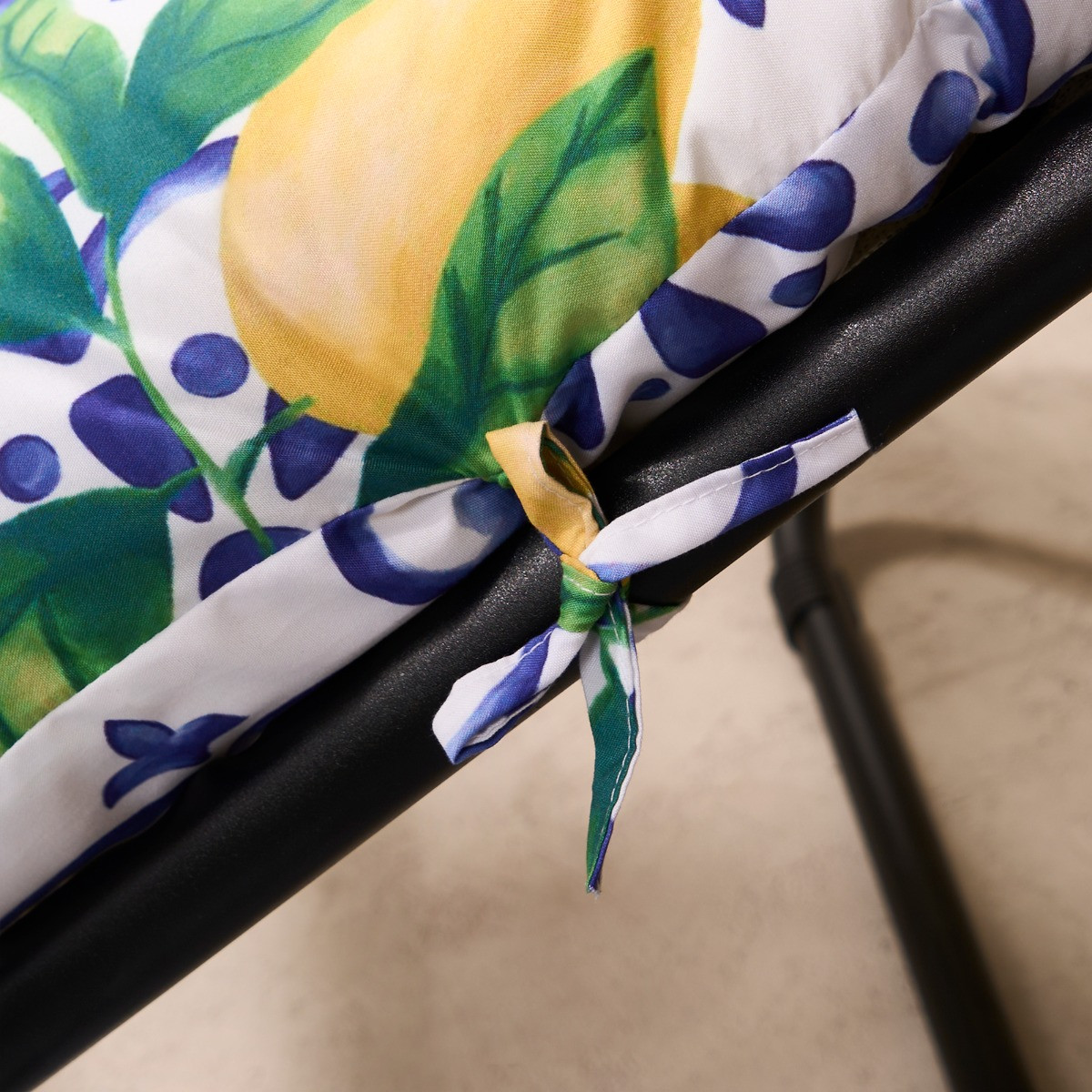 OHS Gravity Chair Lemon Print Cushion - Blue/Yellow>