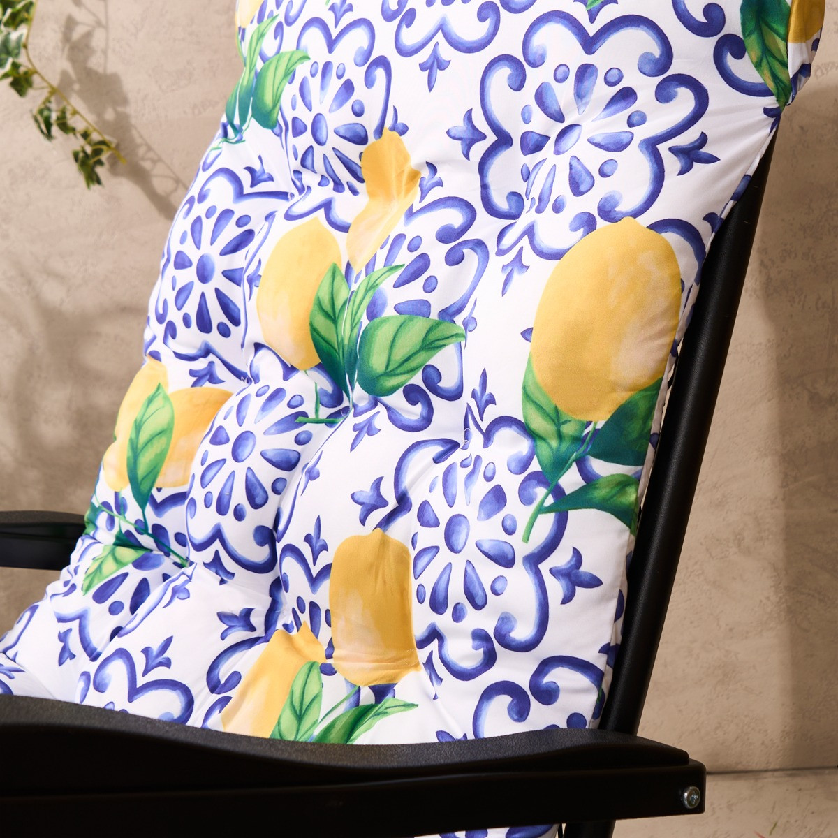 OHS Gravity Chair Lemon Print Cushion - Blue/Yellow>