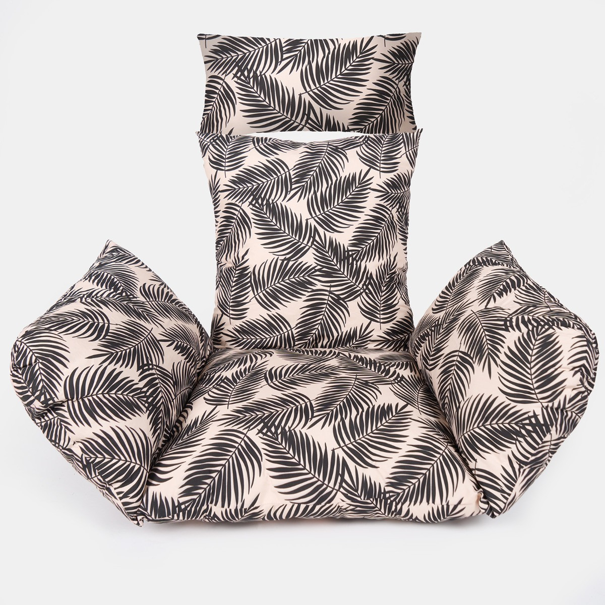 OHS Leaf Print Egg Chair Cushion with Headrest - Monochrome>