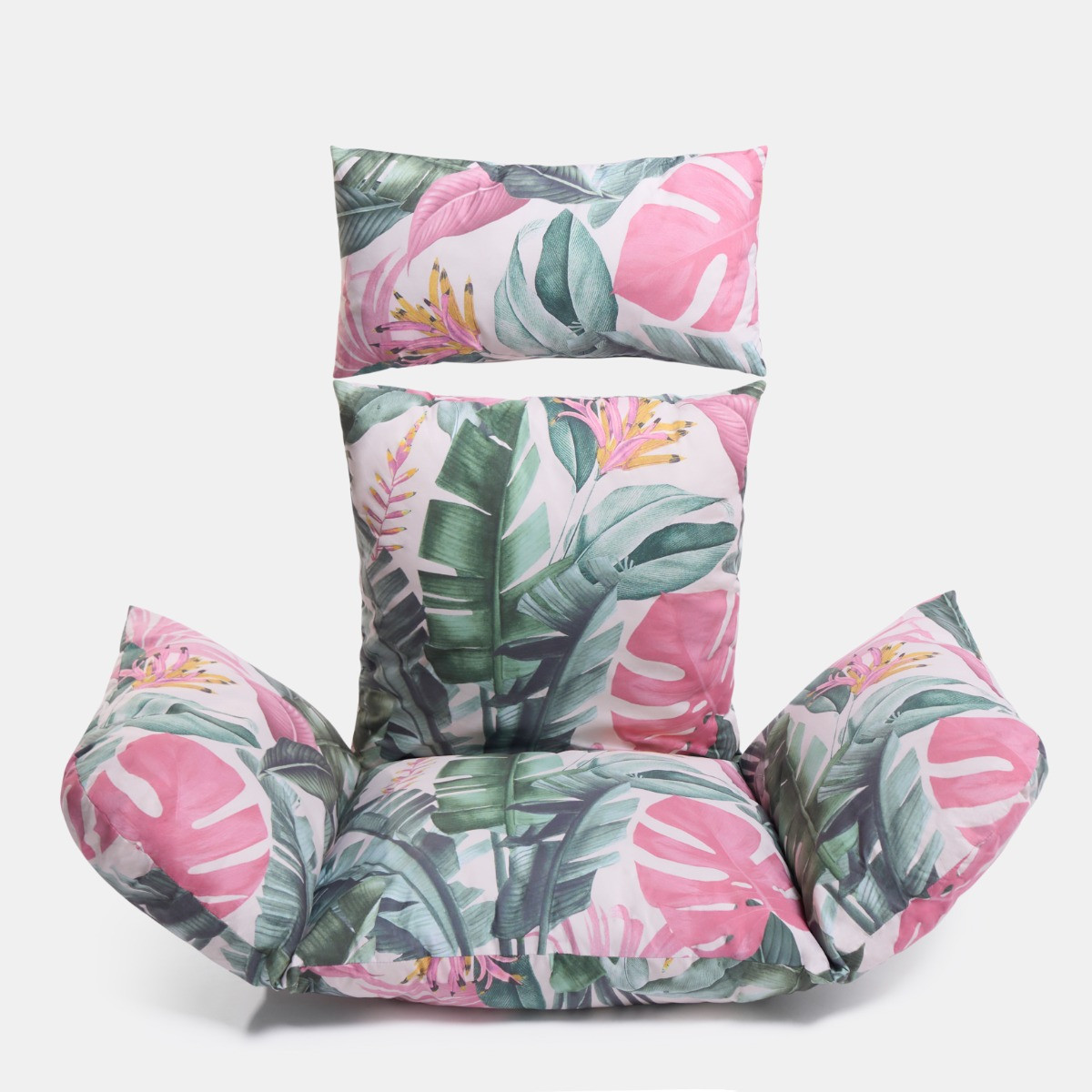 OHS Tropical Print Egg Chair Cushion with Headrest - Green>