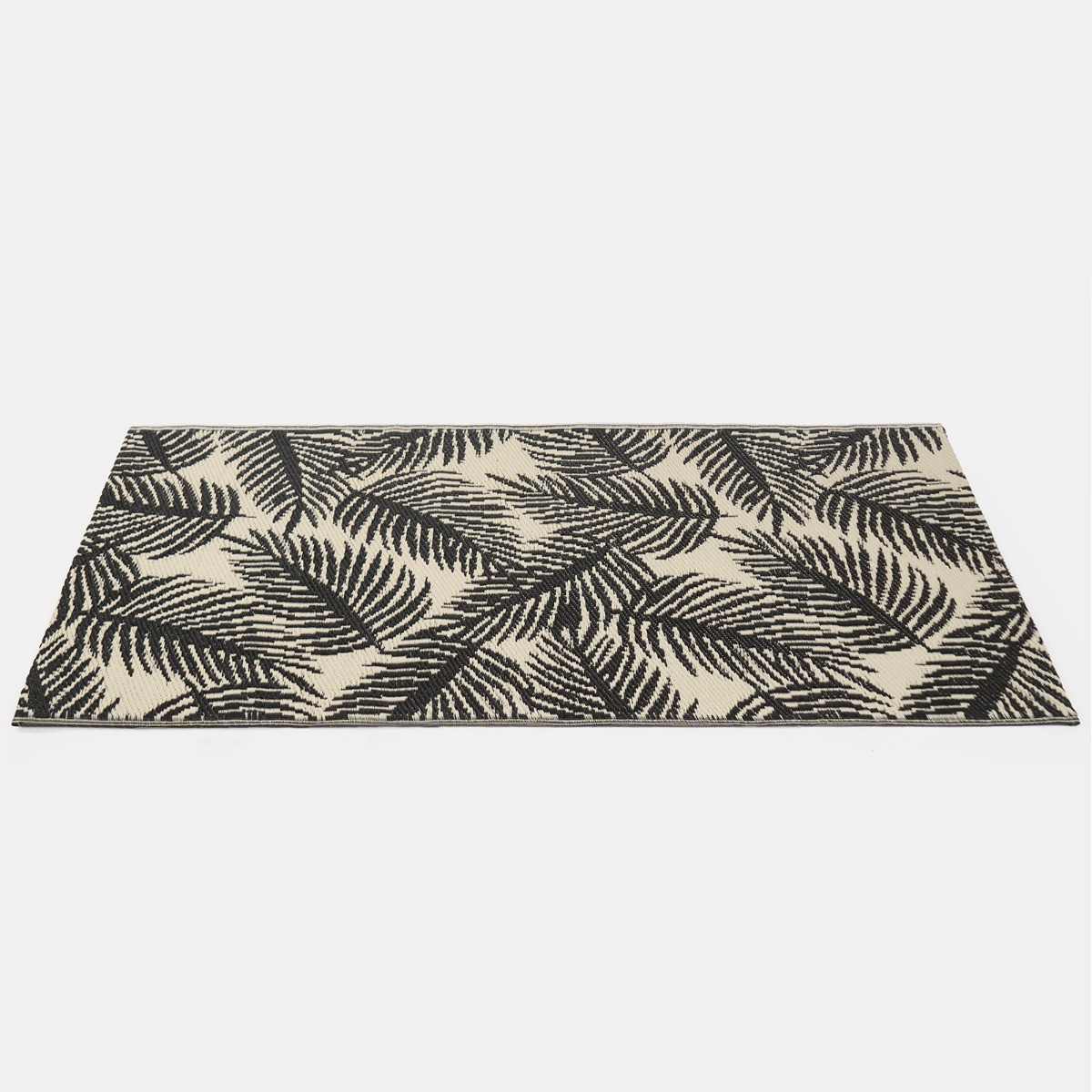 OHS Outdoor Leaf Print Rug - Monochrome>