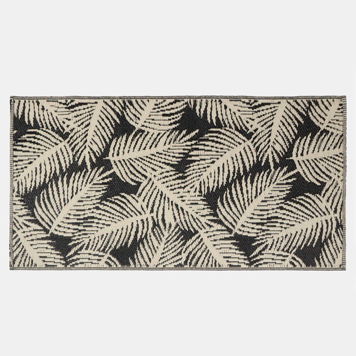 OHS Outdoor Leaf Print Rug - Monochrome>