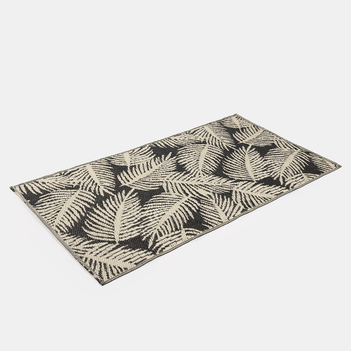 OHS Outdoor Leaf Print Rug - Monochrome>