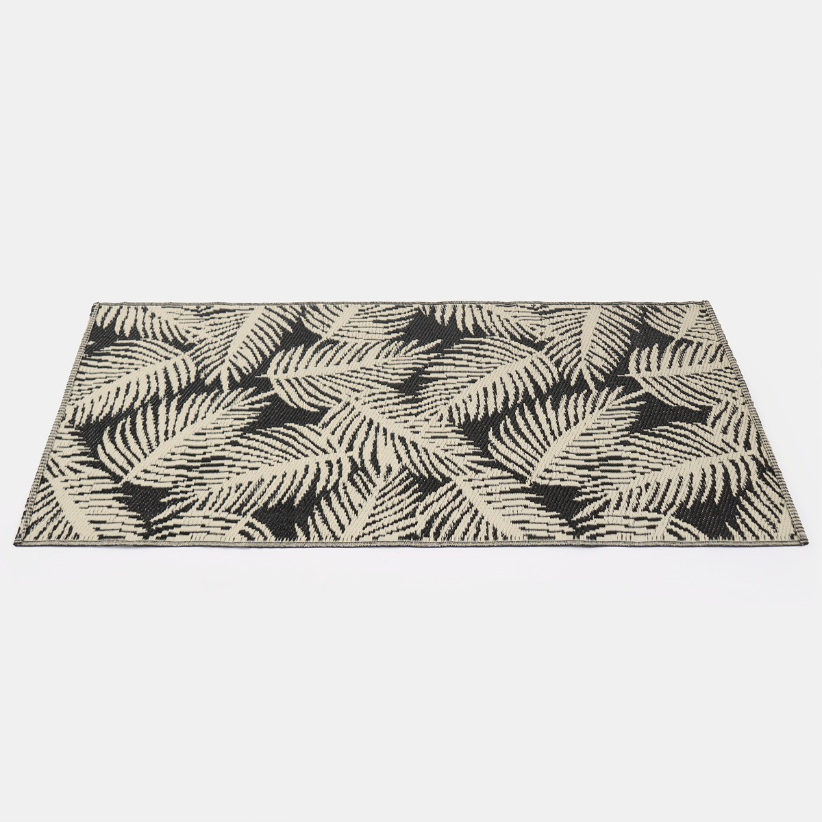 OHS Outdoor Leaf Print Rug - Monochrome>