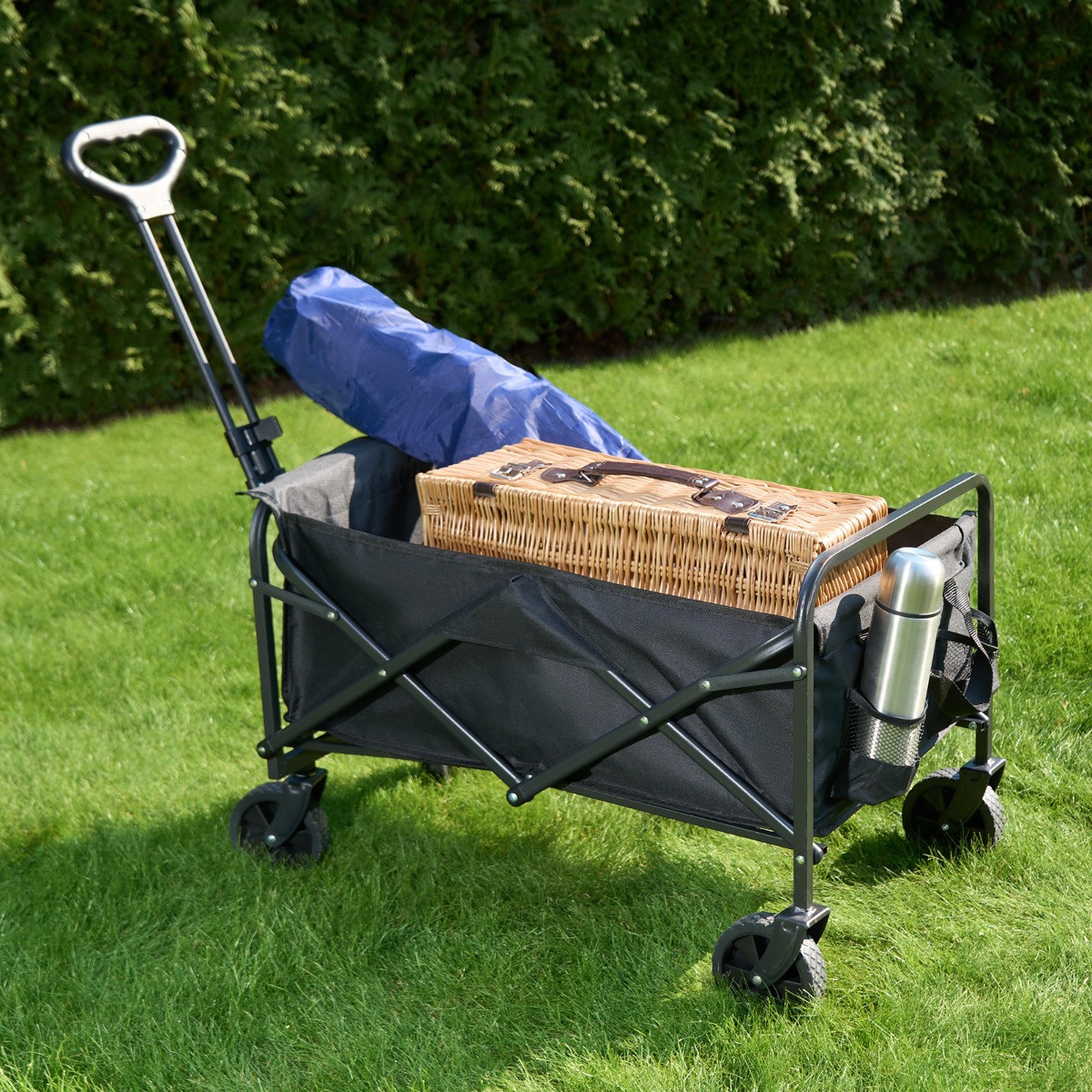 OHS Foldable Camping Trolley - Black >