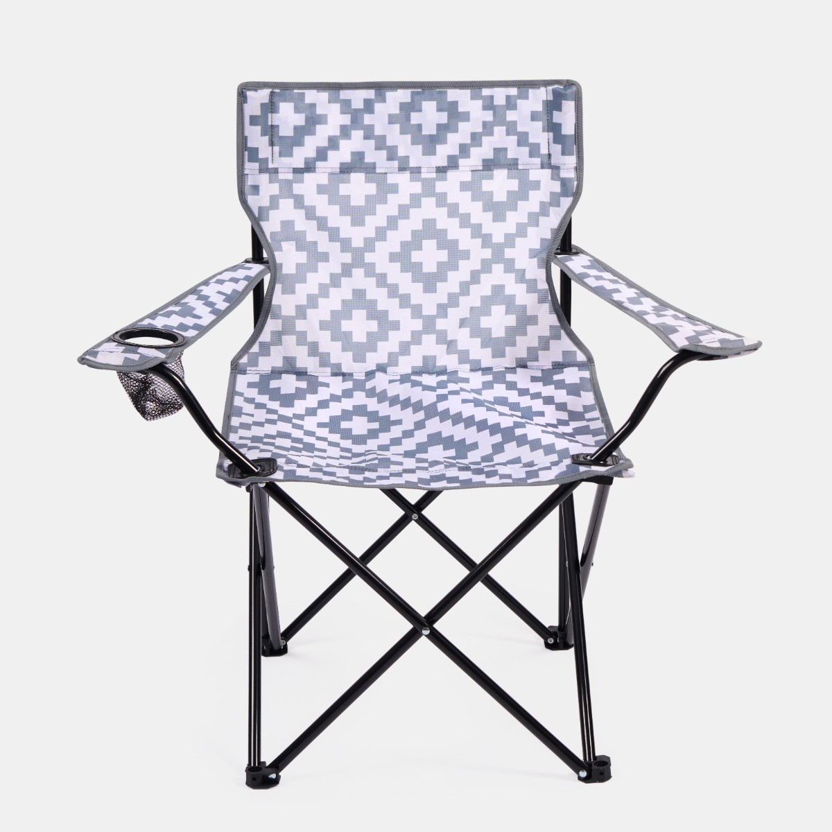 OHS Foldable Geometric Camping Chair - Grey>