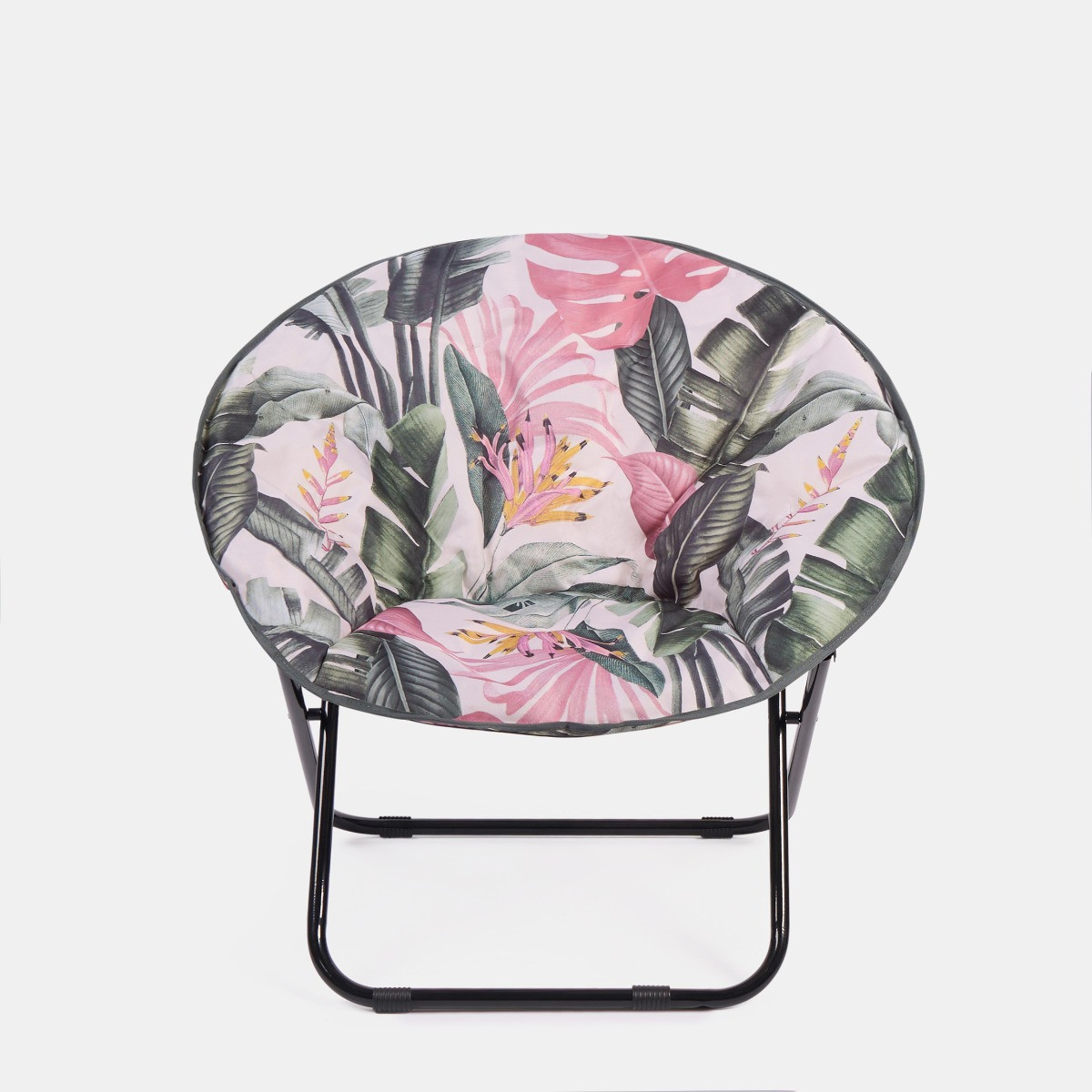 OHS Foldable Tropical Print Moon Camping Chair - Green>