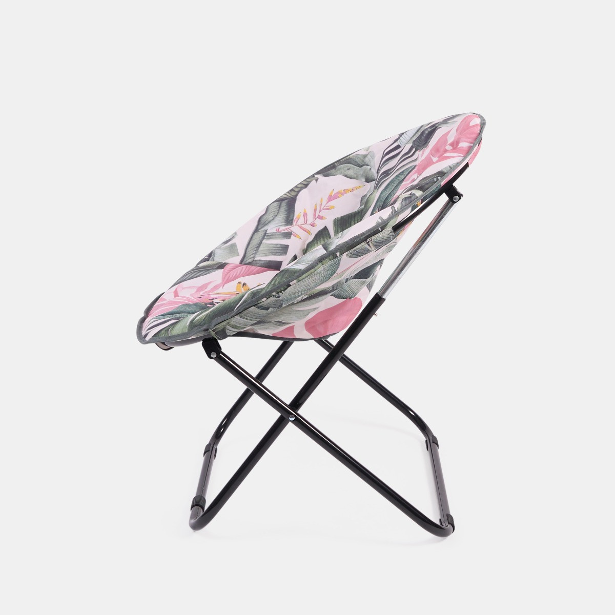 OHS Foldable Tropical Print Moon Camping Chair - Green>