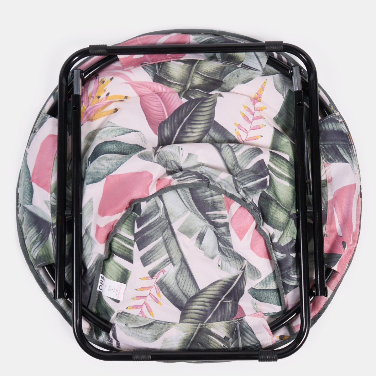 OHS Foldable Tropical Print Moon Camping Chair - Green>