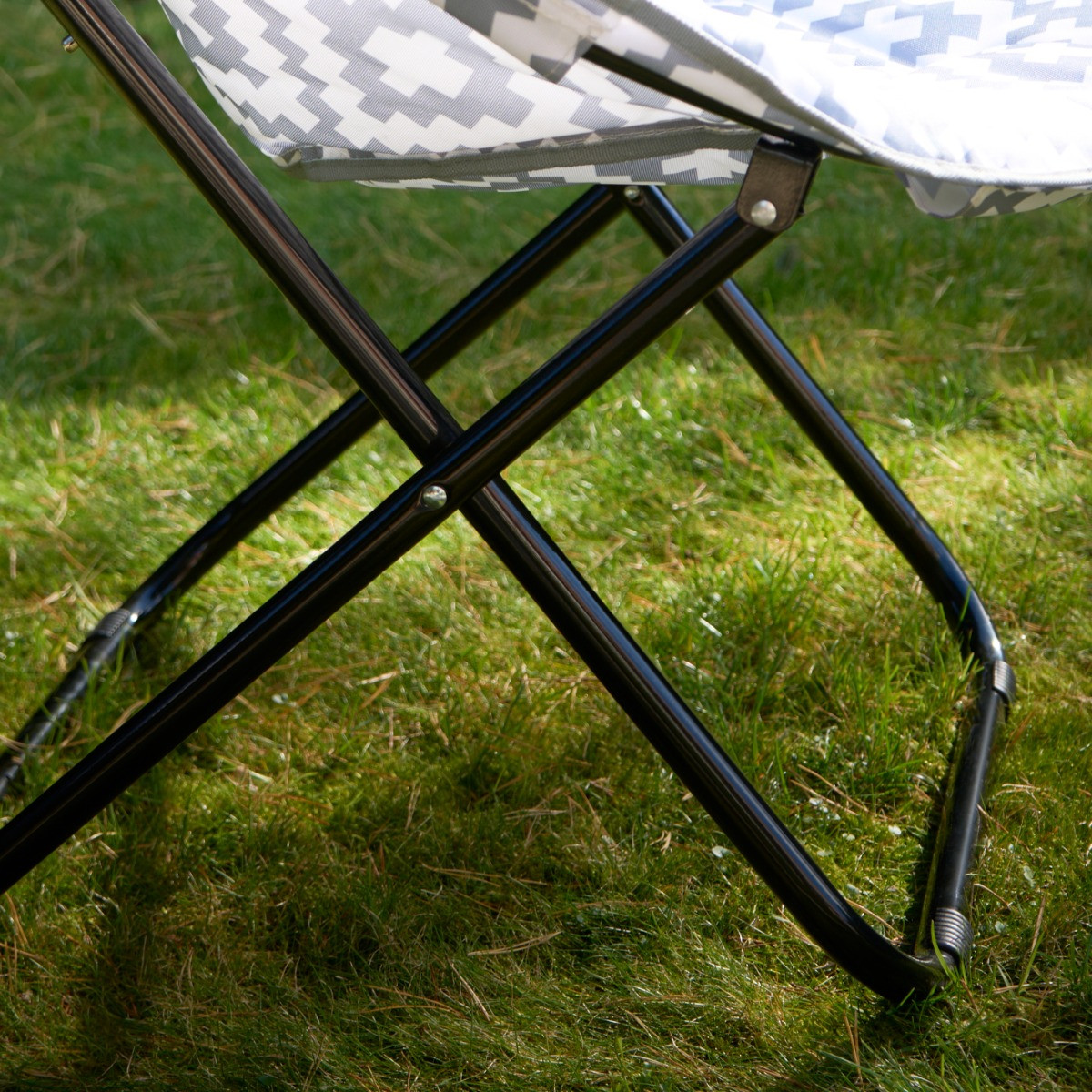 OHS Foldable Geometric Print Moon Camping Chair - Grey>