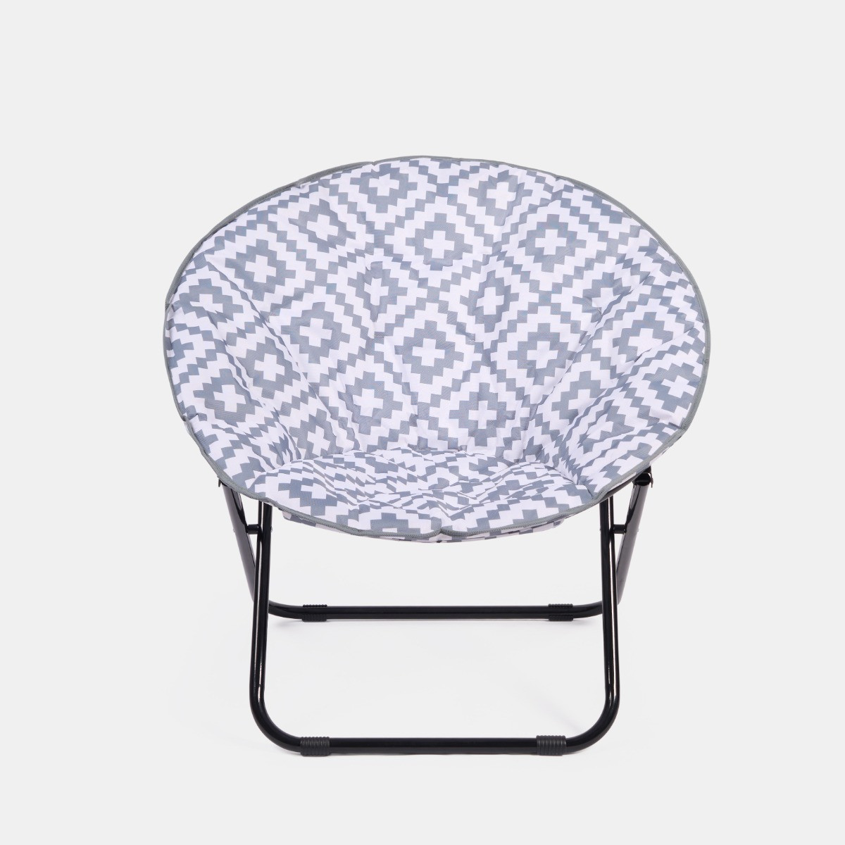 OHS Foldable Geometric Print Moon Camping Chair - Grey>