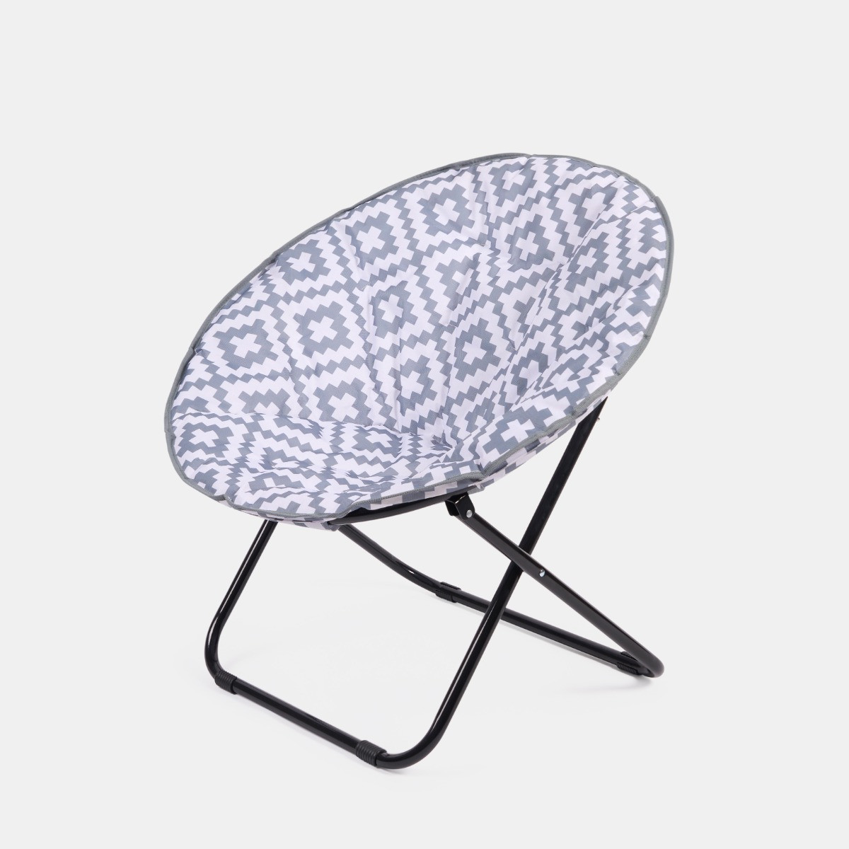 OHS Foldable Geometric Print Moon Camping Chair - Grey>