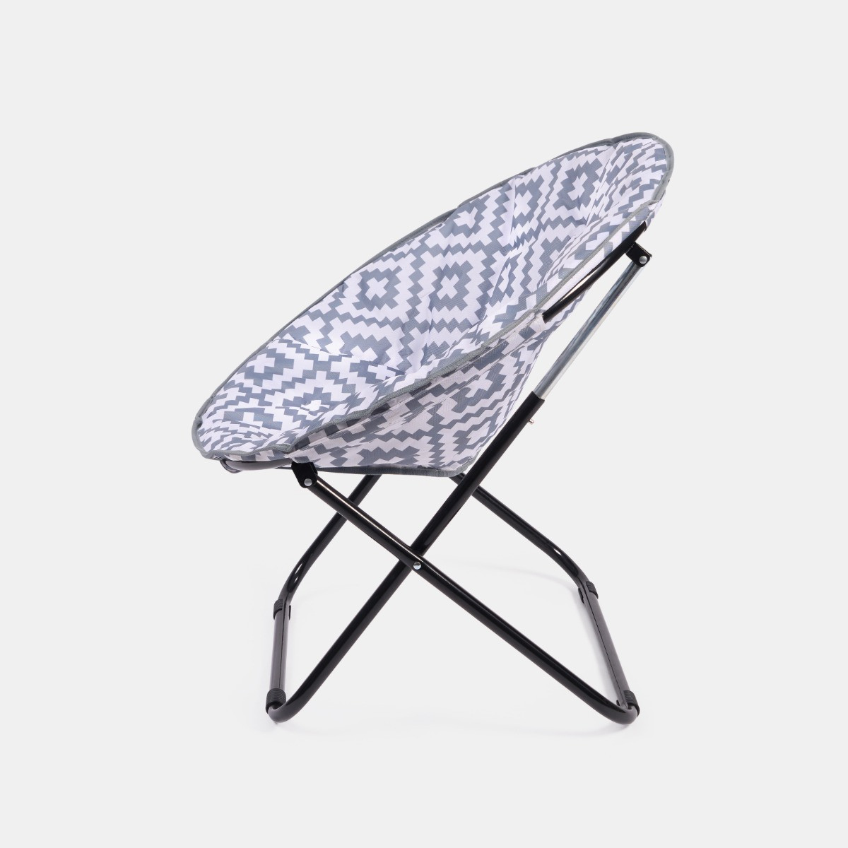 OHS Foldable Geometric Print Moon Camping Chair - Grey>