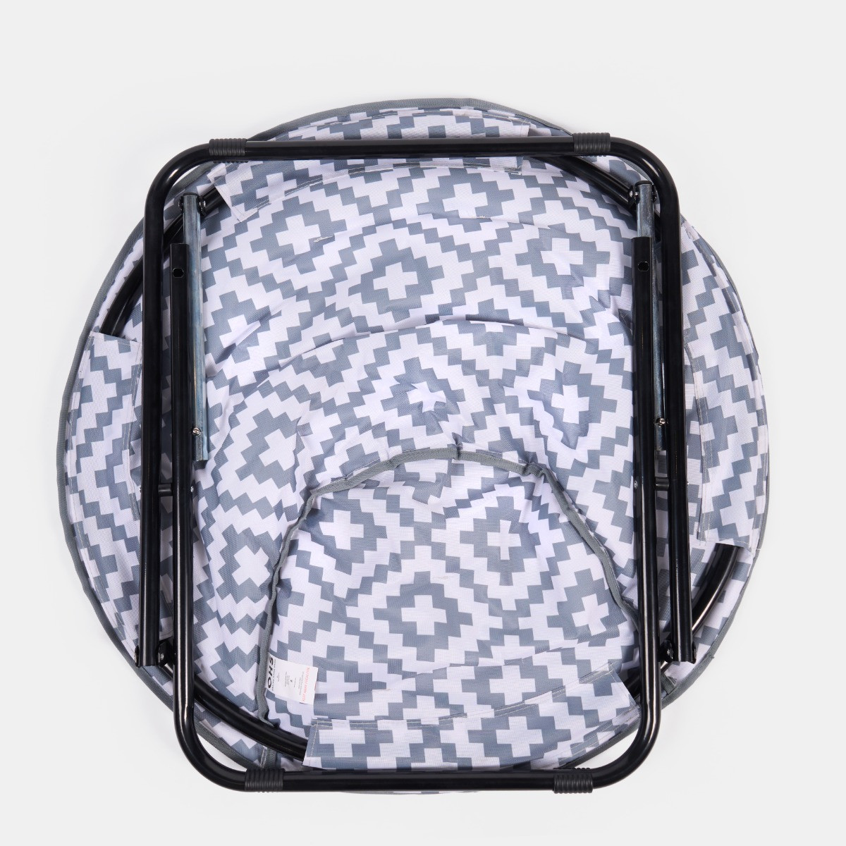 OHS Foldable Geometric Print Moon Camping Chair - Grey>