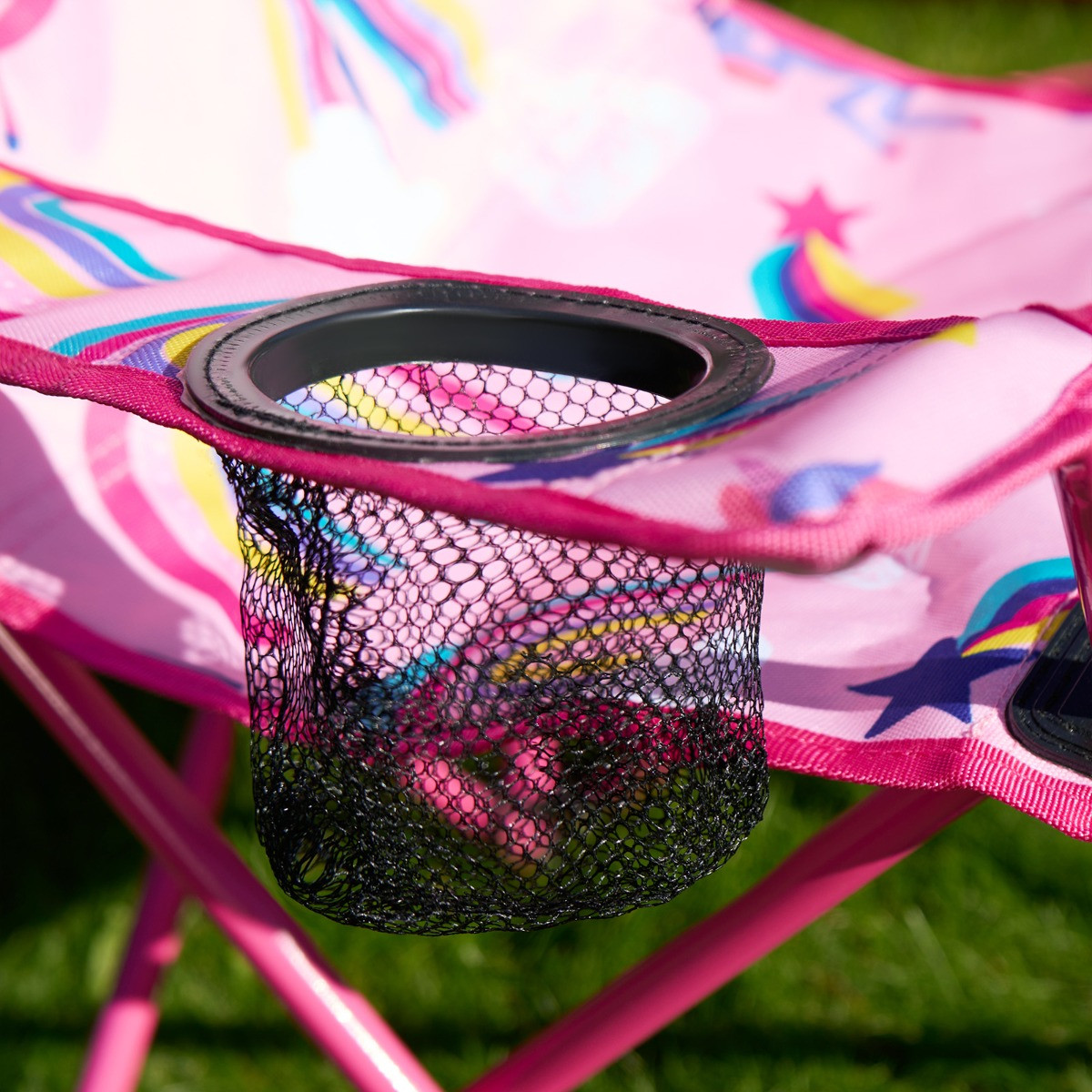 OHS Kids Foldable Unicorn Print Camping Chair - Pink>