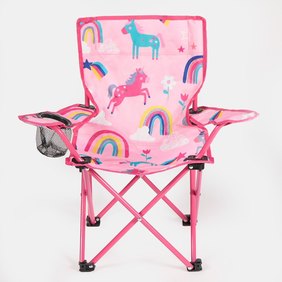 OHS Kids Foldable Unicorn Print Camping Chair - Pink>