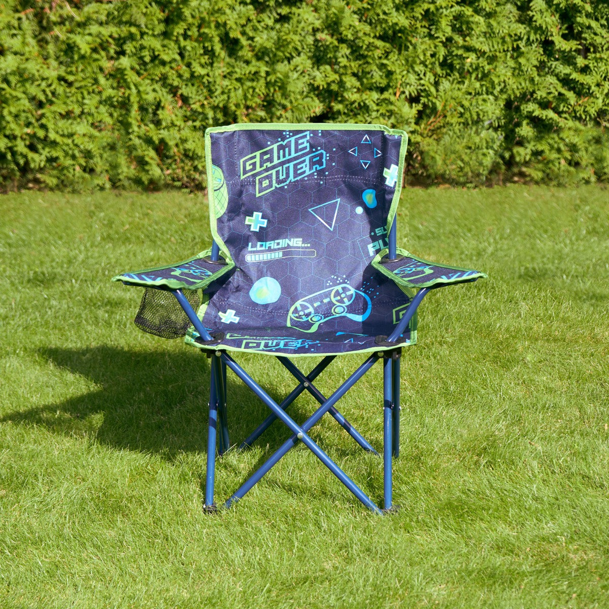 OHS Kids Foldable Gaming Print Camping Chair - Blue>