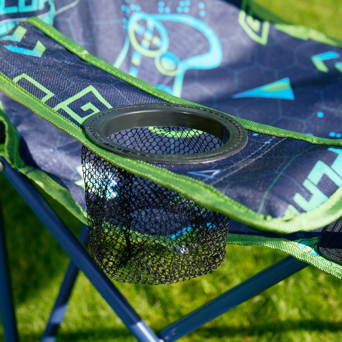 OHS Kids Foldable Gaming Print Camping Chair - Blue>