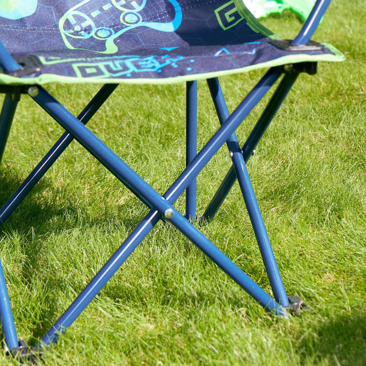 OHS Kids Foldable Gaming Print Camping Chair - Blue>