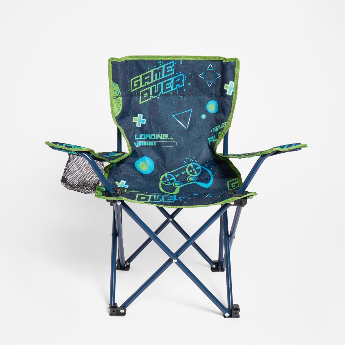 OHS Kids Foldable Gaming Print Camping Chair - Blue>