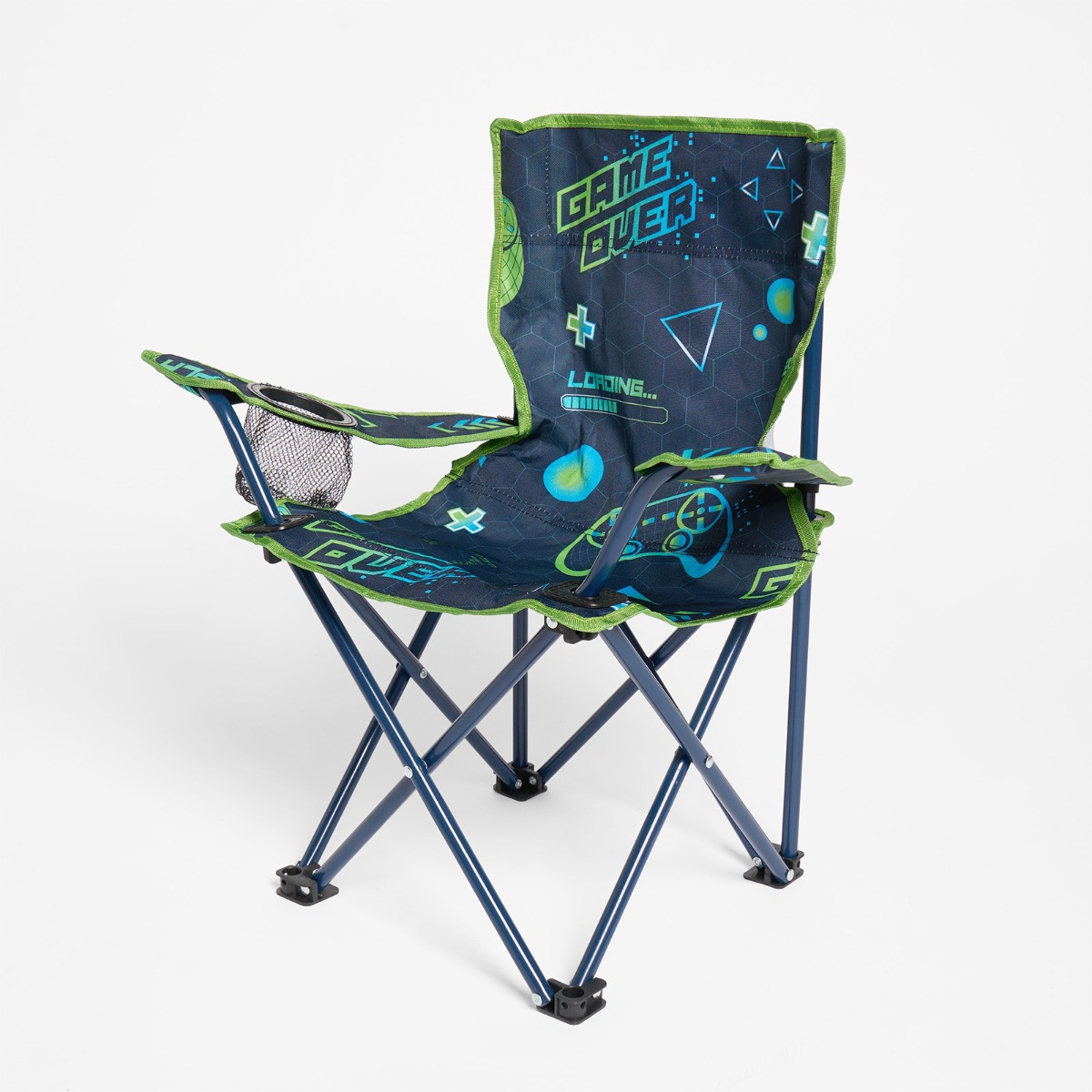 OHS Kids Foldable Gaming Print Camping Chair - Blue>