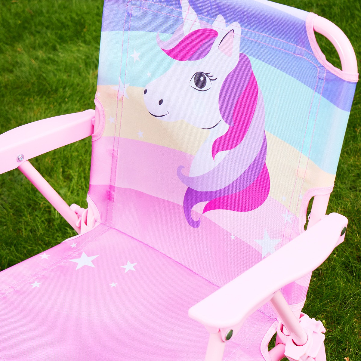 OHS Kids Unicorn Print Bistro Set with Parasol - Pink >