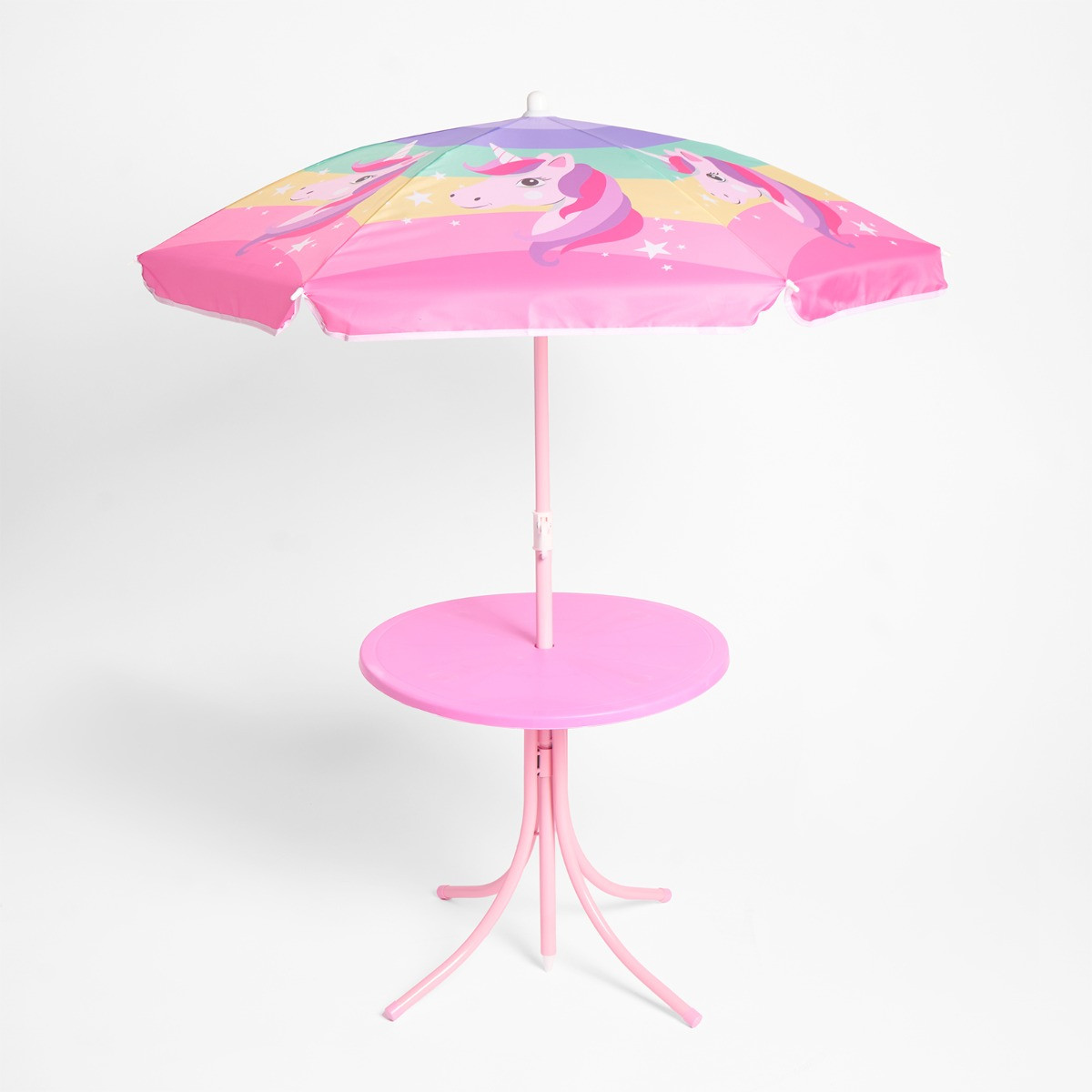 OHS Kids Unicorn Print Bistro Set with Parasol - Pink >