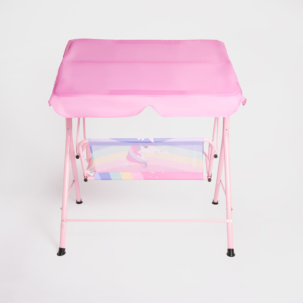 OHS Kids Unicorn Print Swing Bench with Canopy - Pink >