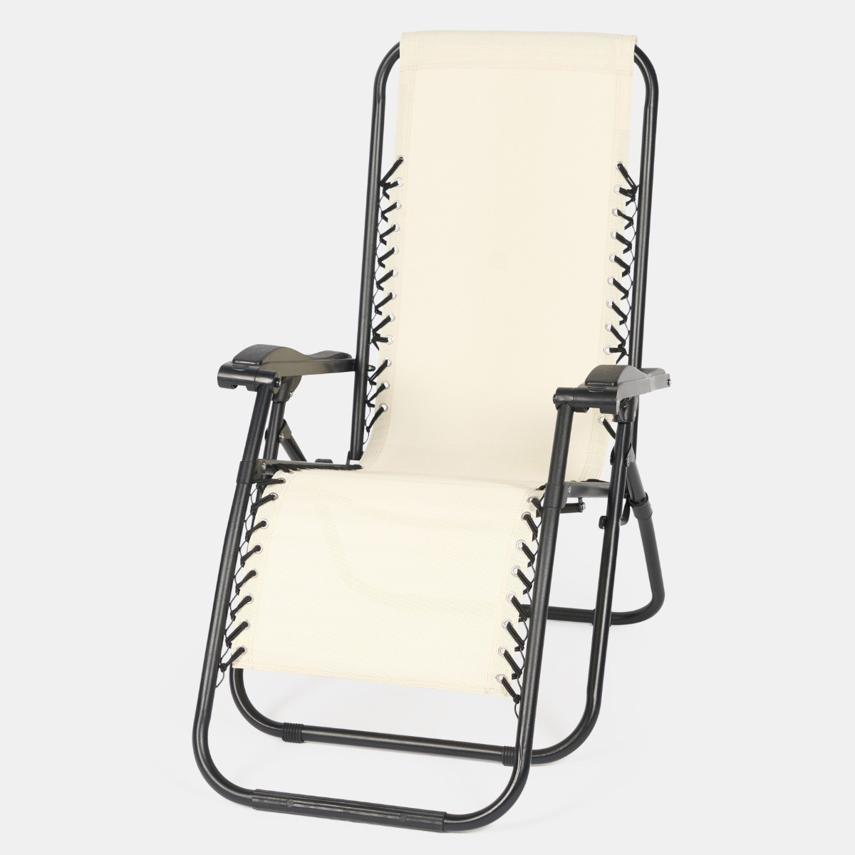 OHS 2 Pack Zero Gravity Sun Lounging Garden Chairs - Cream >