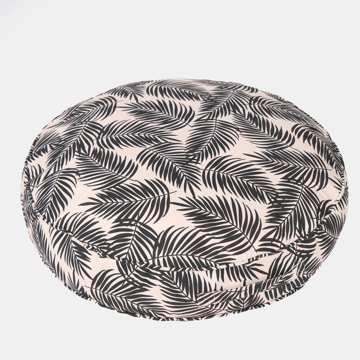 OHS Indoor/Outdoor Round Leaf Print Filled Cushion - Monochrome >