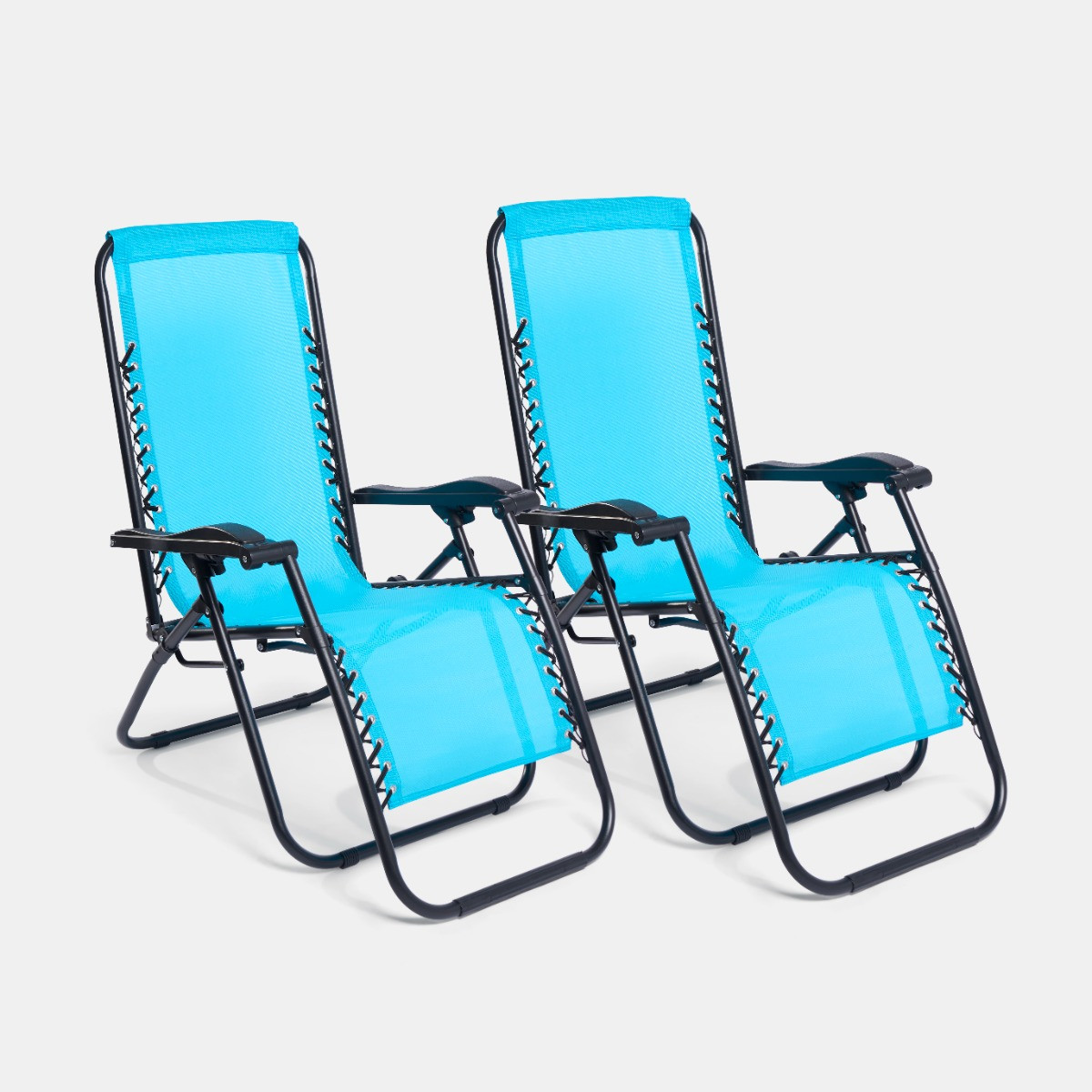 OHS 2 Pack Zero Gravity Sun Lounging Garden Chairs - Sea Blue >