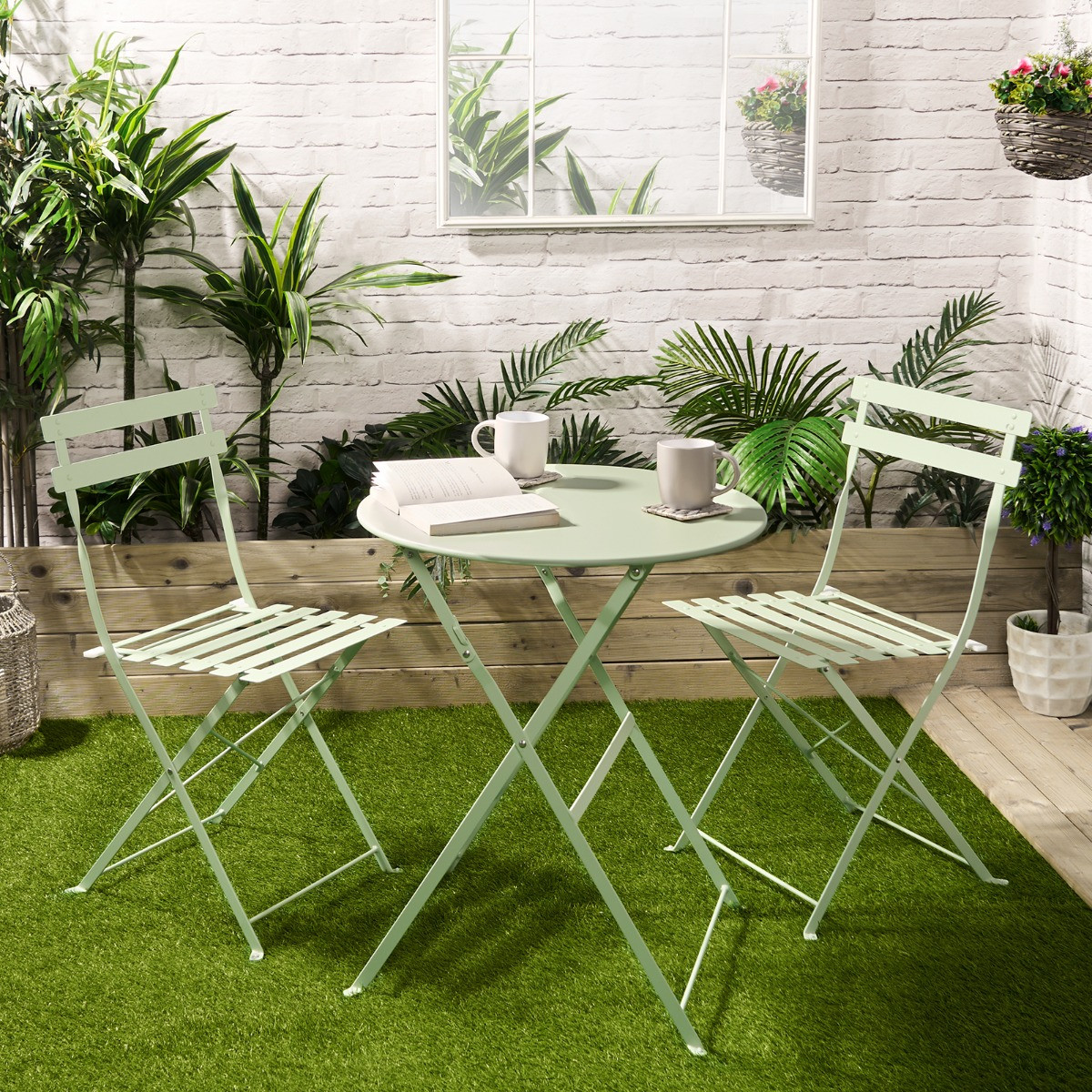 OHS Metal Bistro Set, 3 Piece - Sage Green>